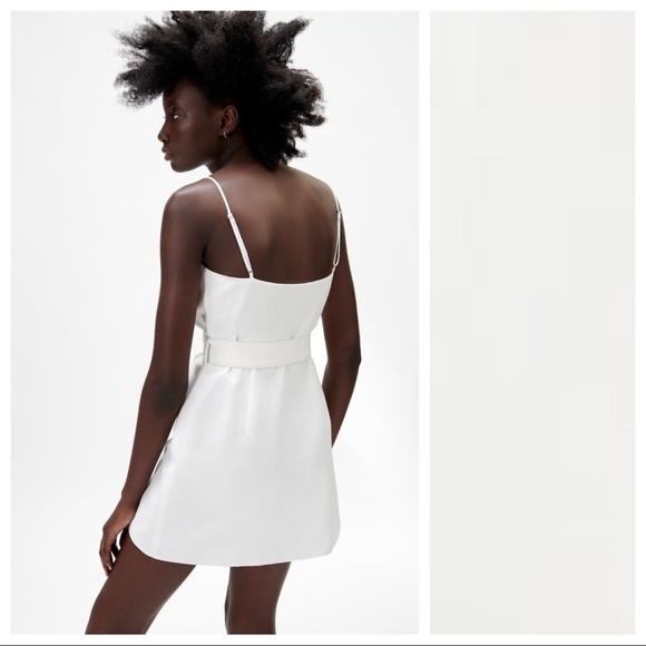 NWT. Zara White Linen Blend Mini Dress. Size M. - Picture 4 of 9